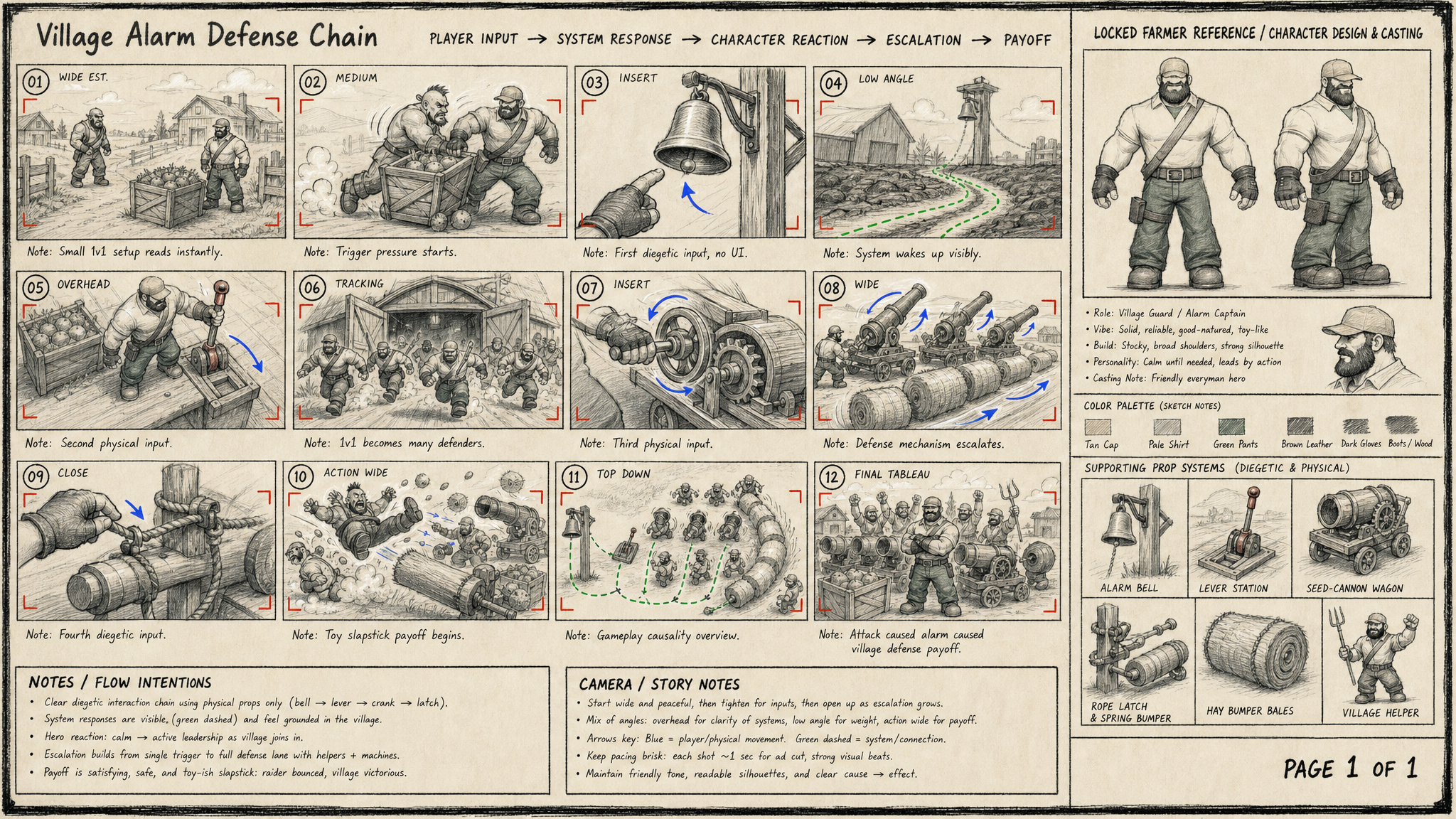 Generated horizontal 16:9 locked farmer production storyboard sheet